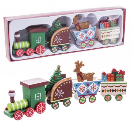 Tren locomotora + 3 vagones madera 22 x 7 50 x 13 cm
