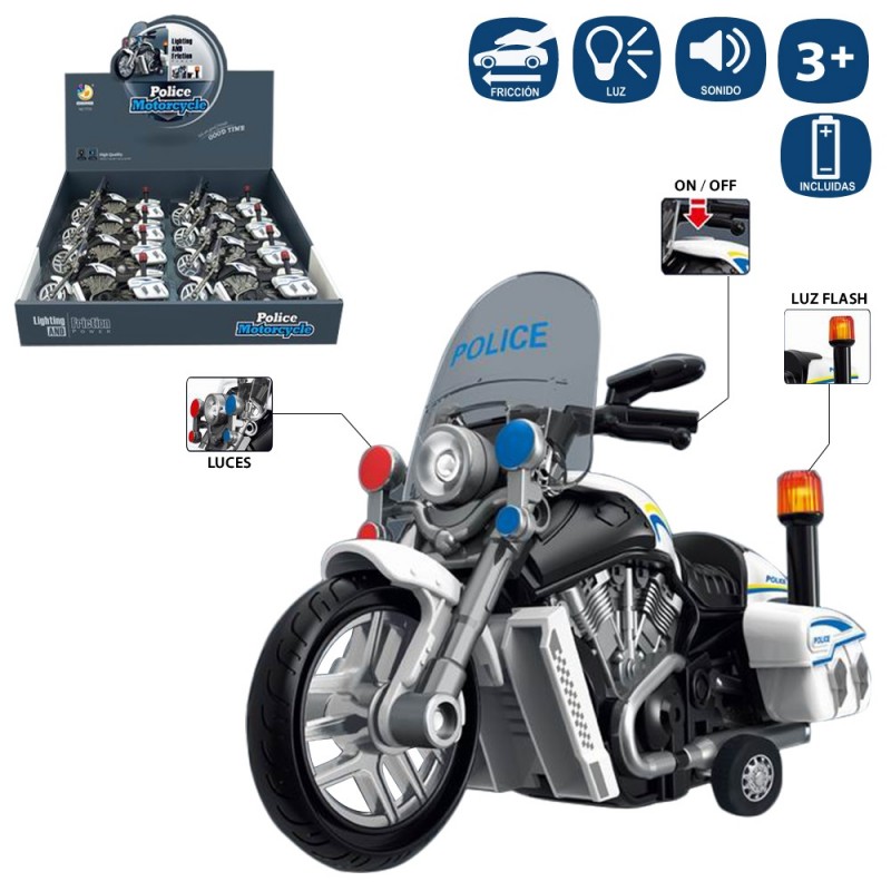 Moto policía con luz y sonido 16 20 x 9 60 cm