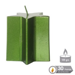 Vela estrella verde metálico navidad 7 x 7 50 cm