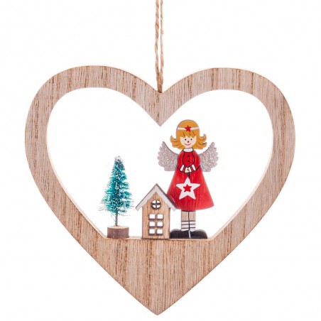 Colgante corazón madera 13 50 x 1 20 x 13 cm