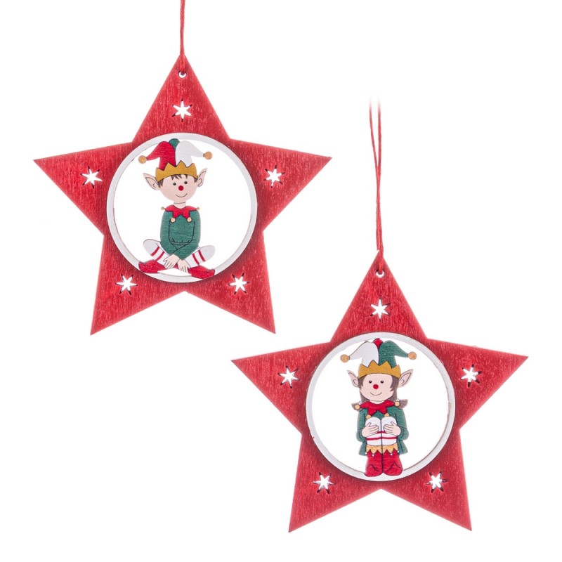 Colgante estrella madera 2 c 10 x 0 50 x 21 cm