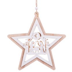 Colgante figuras nacimiento madera 17 x 1 x 17 cm