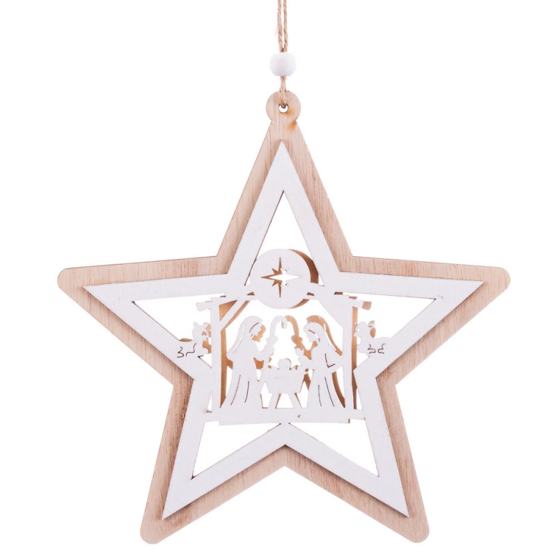 Colgante figuras nacimiento madera 17 x 1 x 17 cm