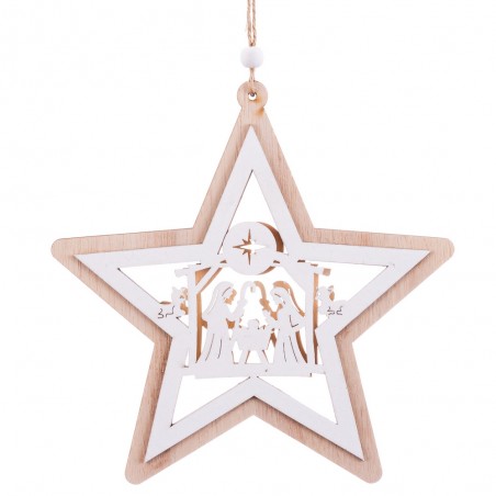 Colgante figuras nacimiento madera 17 x 1 x 17 cm