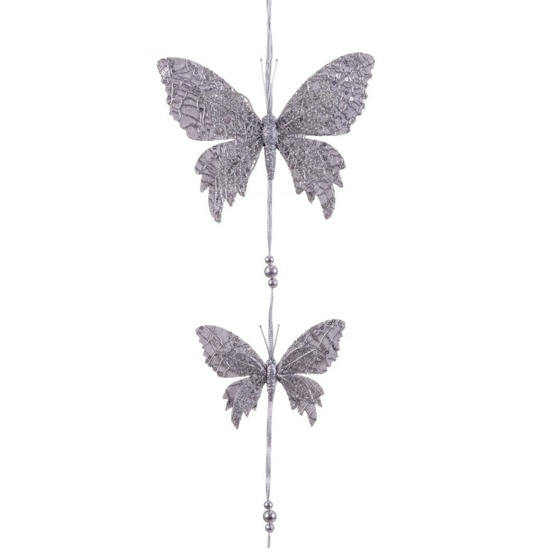 Colgante 2 mariposas plata 50 x 18 cm