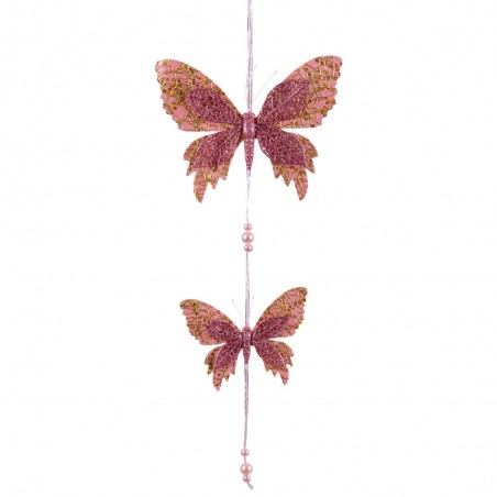 Colgante 2 mariposas rosa 50 x 18 cm