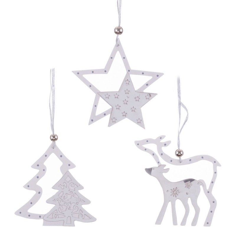 Colgante madera blanco plata 3 m 24 x 12 cm