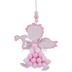 Colgante ángel madera rosa 23 x 9 cm