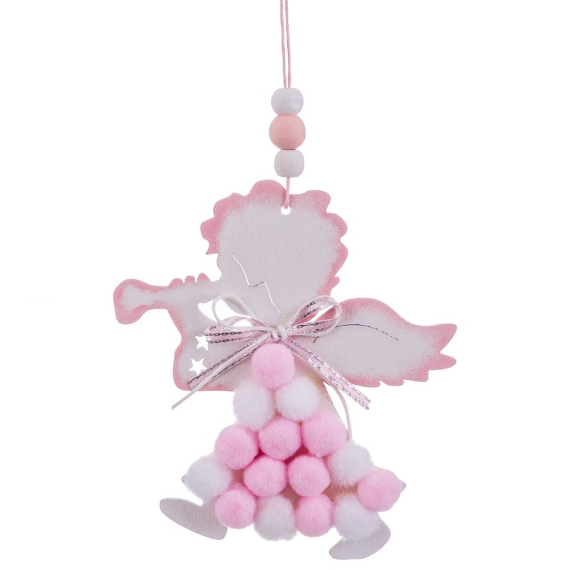 Colgante ángel madera rosa 23 x 9 cm
