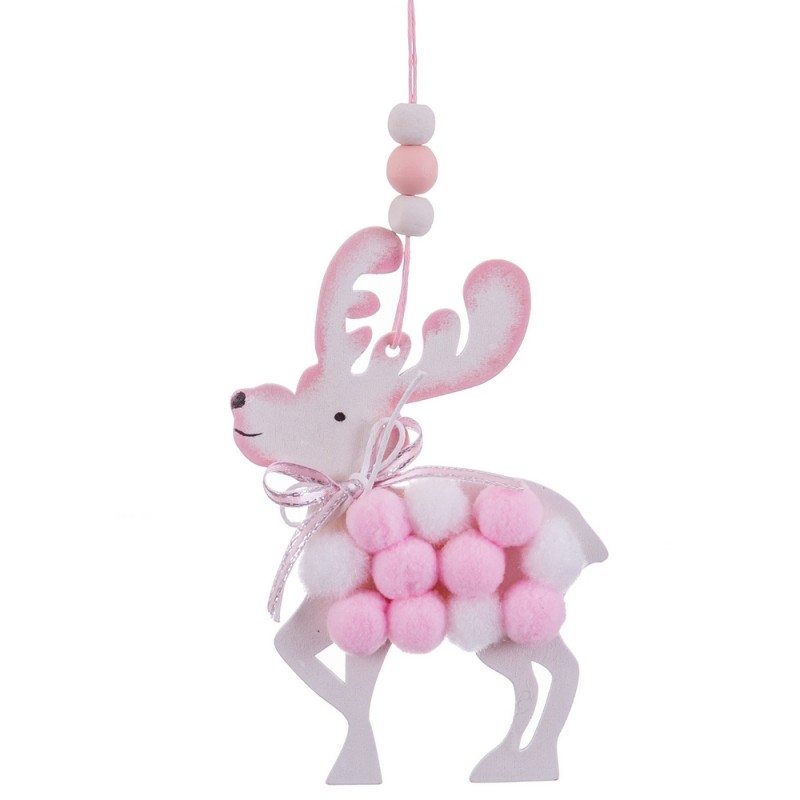 Colgante ciervo madera rosa 23 x 11 cm