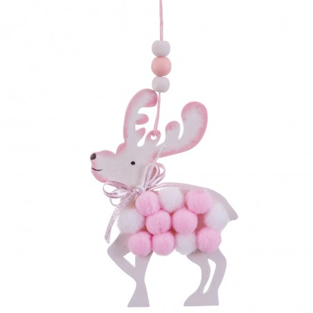 Colgante ciervo madera rosa 23 x 11 cm