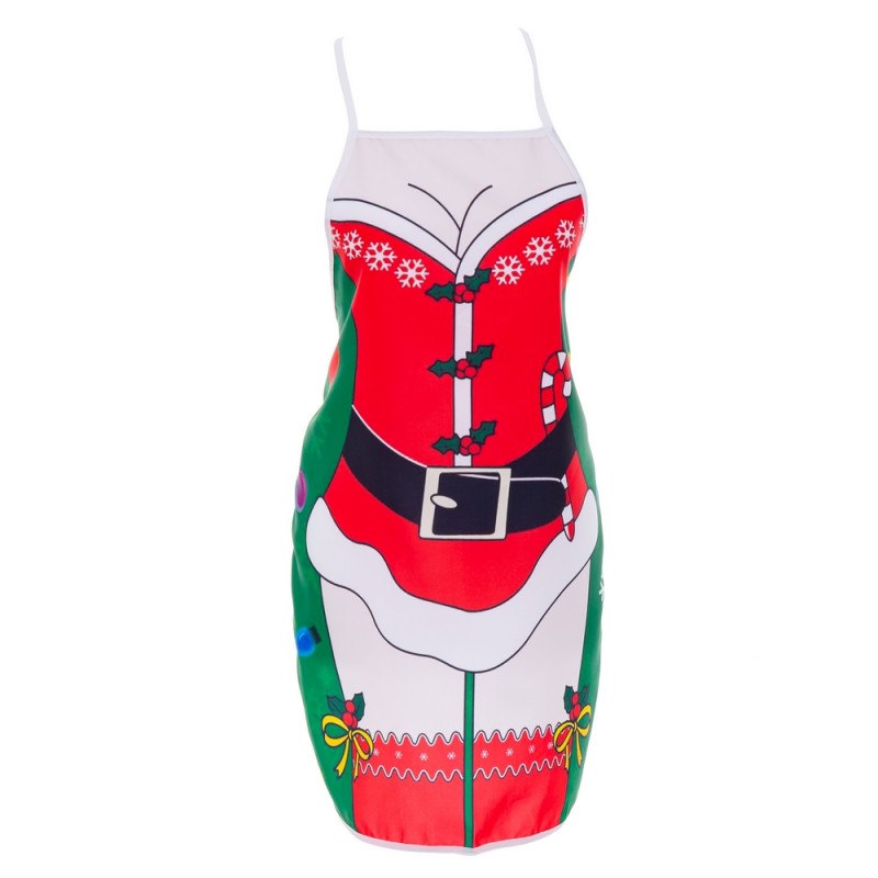 Delantal papa noel poliester 70 x 55 cm