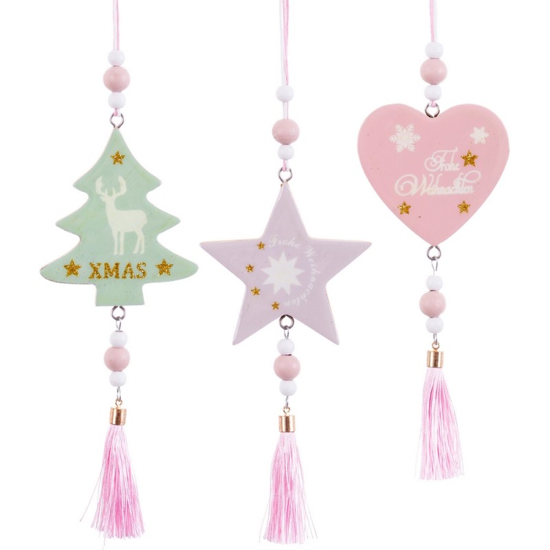 Colgante figuras con borla madera 3 m 7 50 x 7 x 25 cm