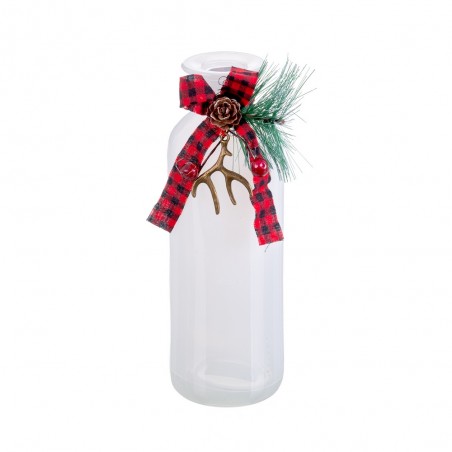 Botella con lazo vidrio blanco 5 50 x 16 50 cm