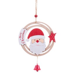 Colgante círculo papa noel madera 26 x 12 x 0 50 cm