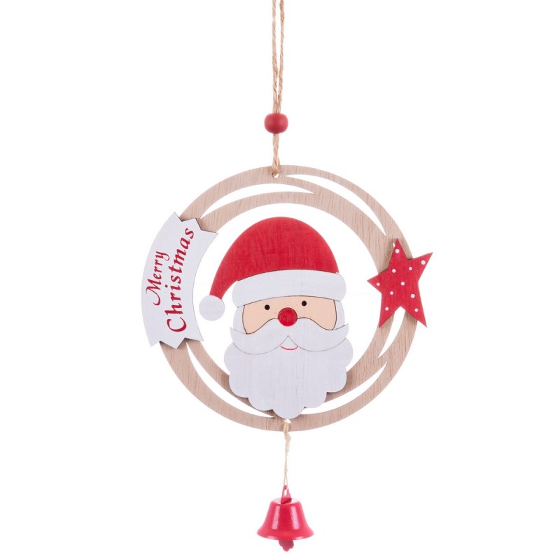 Colgante círculo papa noel madera 26 x 12 x 0 50 cm
