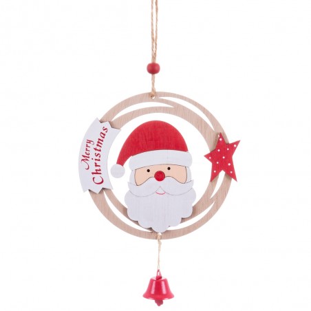Colgante círculo papa noel madera 26 x 12 x 0 50 cm
