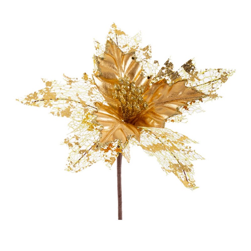 Poinsettia tejido oro 23 x 27 cm