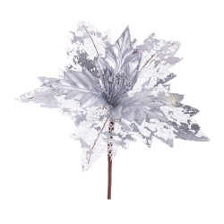 Poinsettia tejido plata 23 x 27 cm
