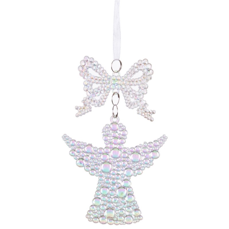 Colgante lazo ángel plástico 16 x 9 cm