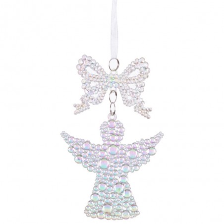 Colgante lazo ángel plástico 16 x 9 cm