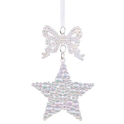 Colgante lazo estrella plástico 16 x 6 cm