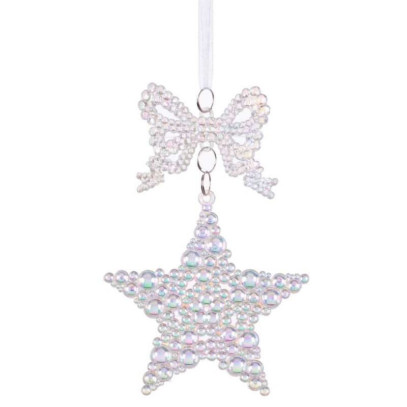 Colgante lazo estrella plástico 16 x 6 cm