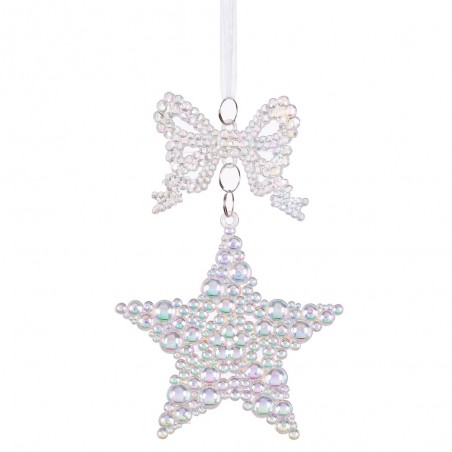 Colgante lazo estrella plástico 16 x 6 cm