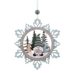 Colgante estrella madera azul 12 x 10 x 0 80 cm