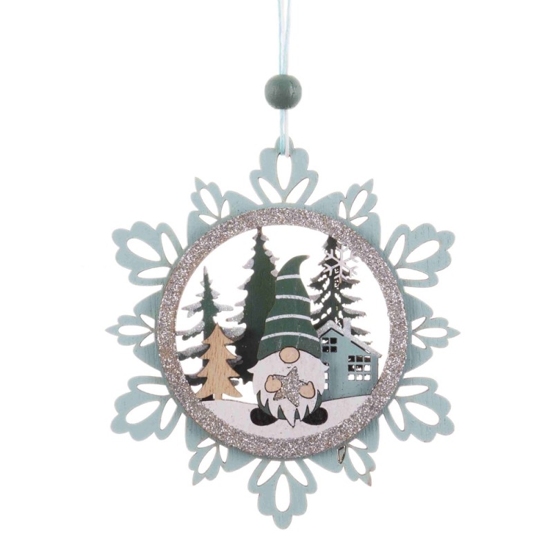 Colgante estrella madera azul 12 x 10 x 0 80 cm