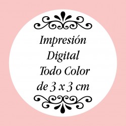 Personalización con impresión digital con texto foto o logo a todo color de 3 x 3 cm