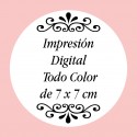 Personalización con impresión digital con texto foto o logo a todo color de 7 x 7 cm