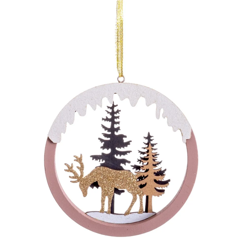 Colgante círculo ciervo madera 20 50 x 10 cm