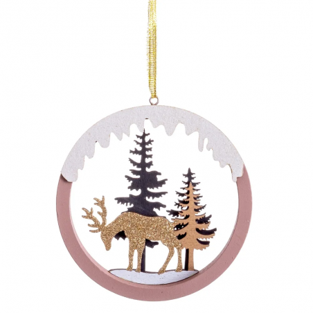 Colgante círculo ciervo madera 20 50 x 10 cm