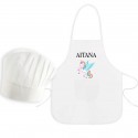 Delantal infantil unicornio con gorro personalizado con nombre