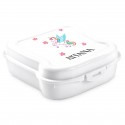Fiambrera unicornio blanca personalizada con nombre