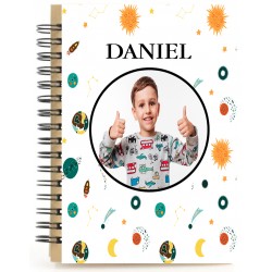 Libreta universo personalizada con nombre y foto a todo color