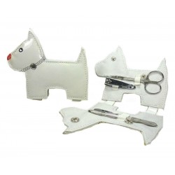 Set de manicura perrito en sobre kraft negro personalizado con adhesivo con nombre deseo que te guste