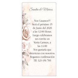 Invitación de boda flores personalizada con texto