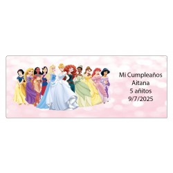 Adhesivo personalizado con texto y nombre princesas disney
