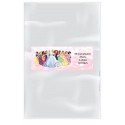 Pack 20 bolsas transparente con adhesivo personalizado con texto y nombre princesas disney
