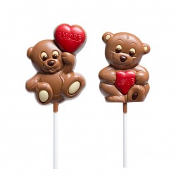 Piruleta de chocolate osito corazón