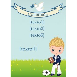 Adhesivo comunión niño personalizado con nombre de los invitados