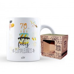 Taza 70 años feliz cumpleaños