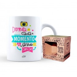 Taza disfruta cada momento de la vida carpe diem