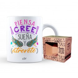 Taza piensa cree sueña y atrevete