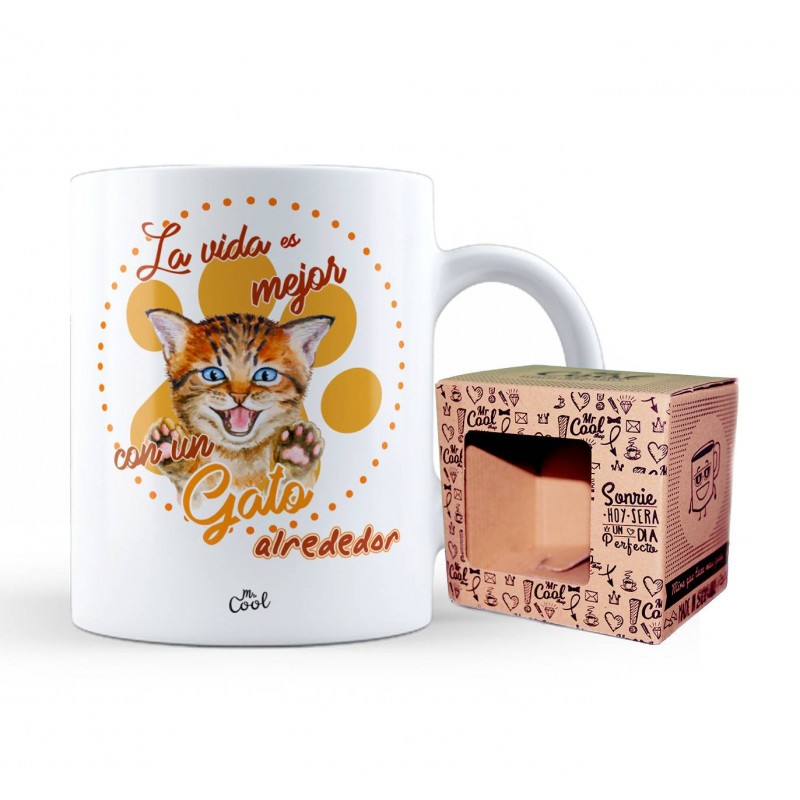 Taza la vida es mejor con un gato alrededor