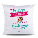 Cojin poliéster contigo recorrería el mundo entero