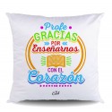 Cojin poliester profe gracias por enseñarnos con el corazón masculino