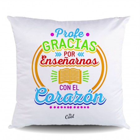 Cojin poliester profe gracias por enseñarnos con el corazón masculino